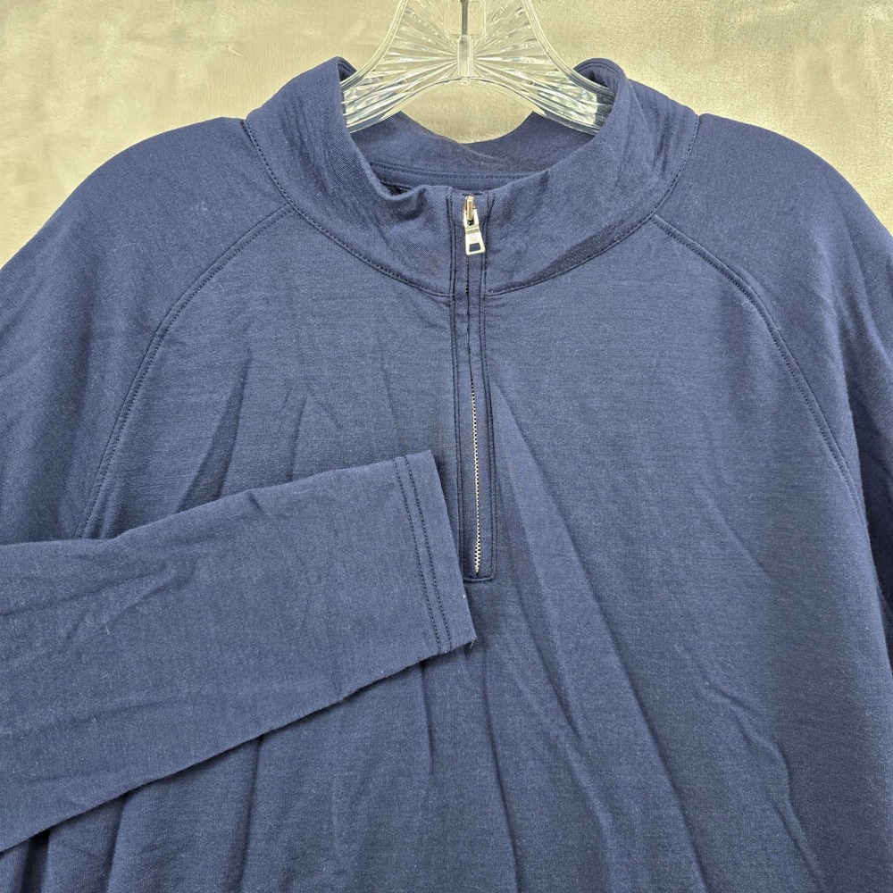 Peter Millar Crown Crafted Quarter Zip Mens Large Navy Blue Merino Wool Pullover